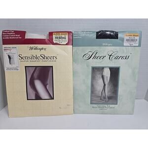 Worthington Caress Pantyhose Queen Short Silky Navy 29 Control Top Lil. Beige 5